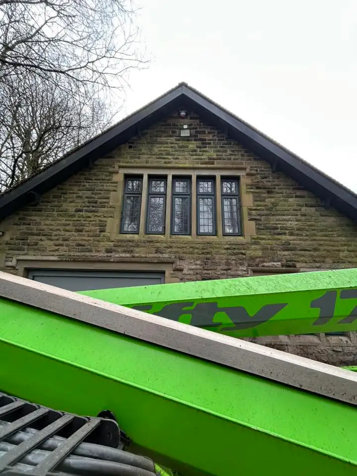 Exterior fascia soffit and stone house cleaning