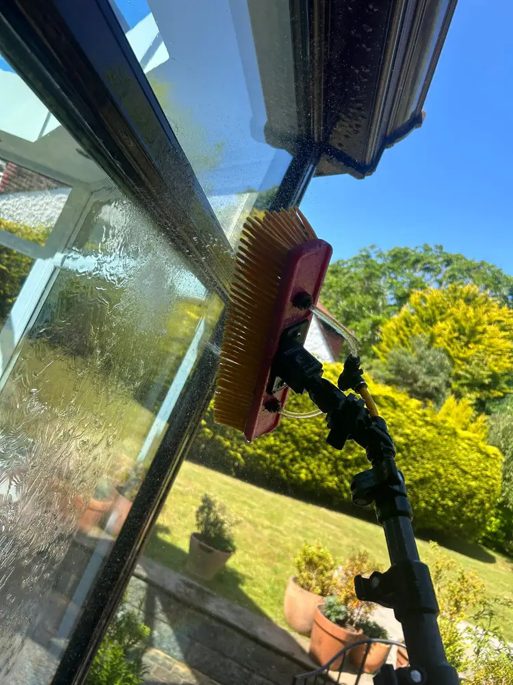 Exterior glass and conservatory cleaning brush